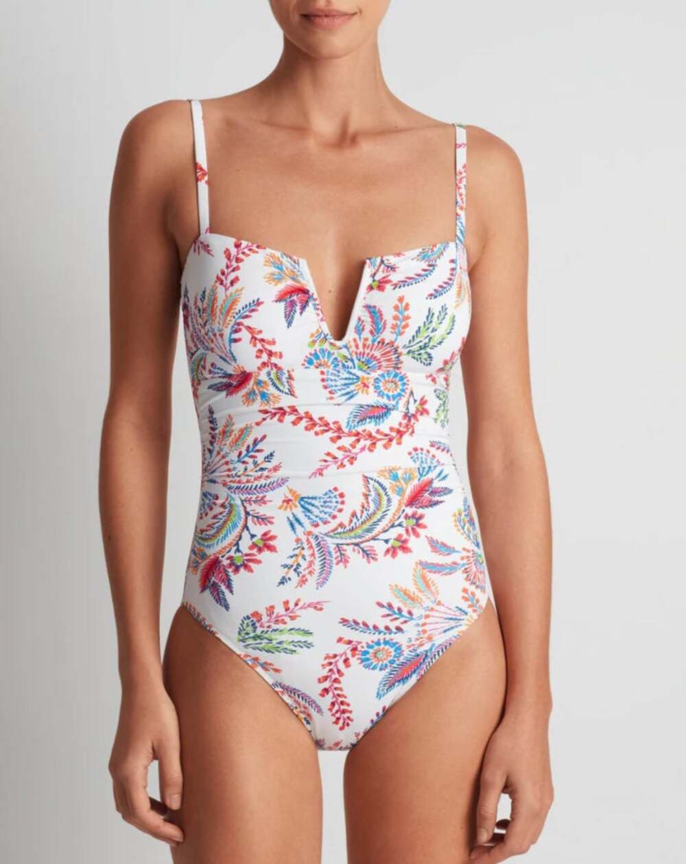 LAUREN RALPH LAUREN Fleurette One Piece Swimsuit Size 10 White Pink Floral NWT